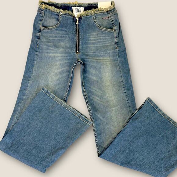 BDG Urban Outfitters Raw Cut Waist Flare Y2K Low Rise Blue Jeans Womens 30X32 - Picture 3 of 13